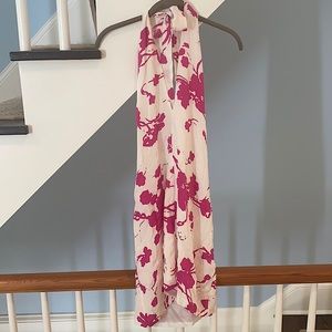 Silk Magenta and White Halter Aaron Ashe XS Dress